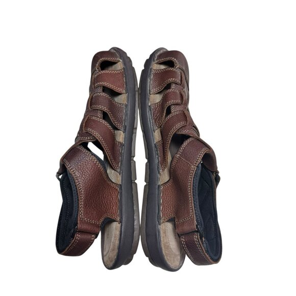 Hush Puppies Cross-Shore Sandals Men 15EW Fisherman Leather Brown Hook Loop Wide main image 13
